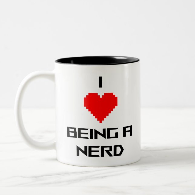 Ich liebe es, nerdig zu sein zweifarbige tasse (Links)