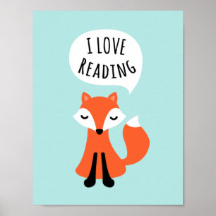 Ich liebe es, niedliche Cartoon-Fuchs-Kinderzimmer Poster