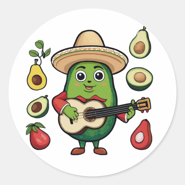 Ich Liebe esse Avocado Runder Aufkleber (Vorderseite)