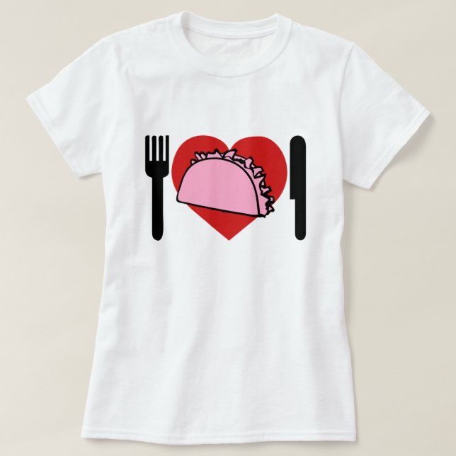 Ich Liebe Essen rosa Tacos Knife Gabel T-Shirt (Design vorne)