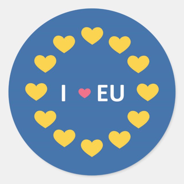 Ich liebe EU-Stoßfänger - bleiben - EU-Referendum Runder Aufkleber (Vorderseite)