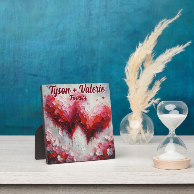 Ich liebe euch zwei abstrakte Herzen Personalisier Fotoplatte (InSitu)