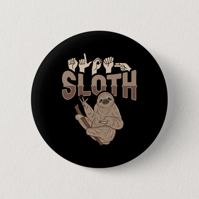 Ich liebe Faultier ASL-Handgeste Gehörlos Schwerhö Button (Vorderseite)