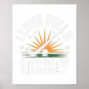 Ich liebe Feldhockey Sunburst Sportgeist Poster