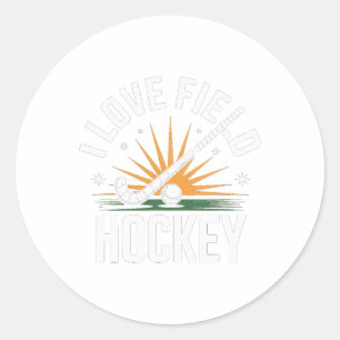 Ich liebe Feldhockey Sunburst Sportgeist Runder Aufkleber