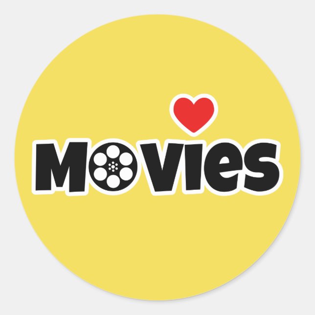 Ich Liebe Filme Runder Aufkleber (Vorderseite)