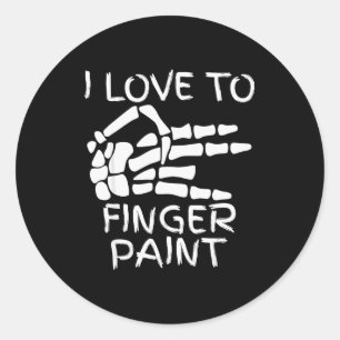 Ich liebe Fingerfarben Ich male Skeletthände Hal Runder Aufkleber