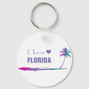 Ich liebe Florida Farbige Lila Schlüsselanhänger