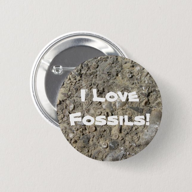 Ich Liebe Fossils! (Fossil Hash Print) Button (Vorne & Hinten)