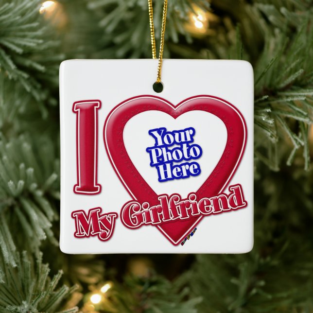 Ich Liebe Foto meiner Freundin Red Heart Keramikornament (Baum)