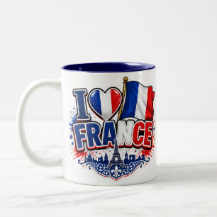 Ich liebe Frankreich Team Frankreich 2026 Hahn Fuß Zweifarbige Tasse