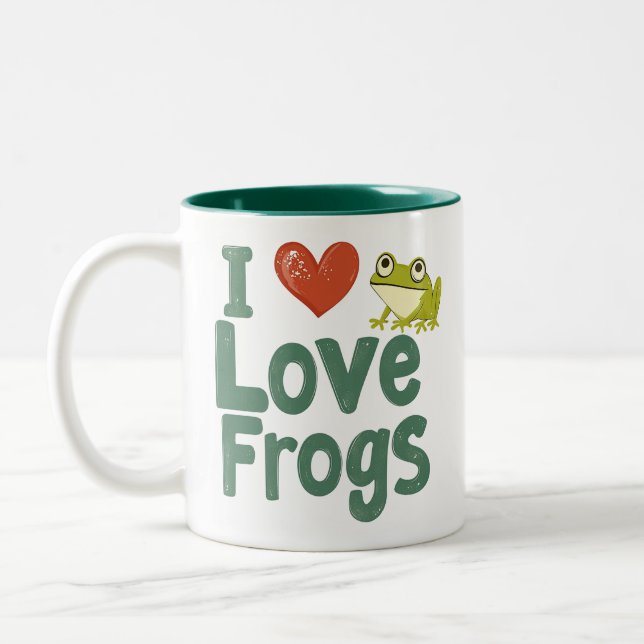 Ich liebe Frösche  Zweifarbige Tasse (Links)