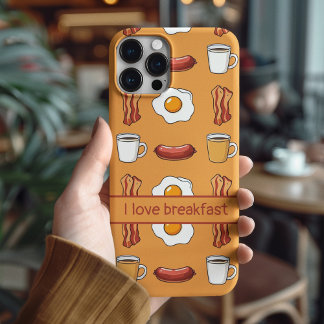 Ich liebe Frühstück, Essensmuster in Gelb Case-Mate iPhone Hülle