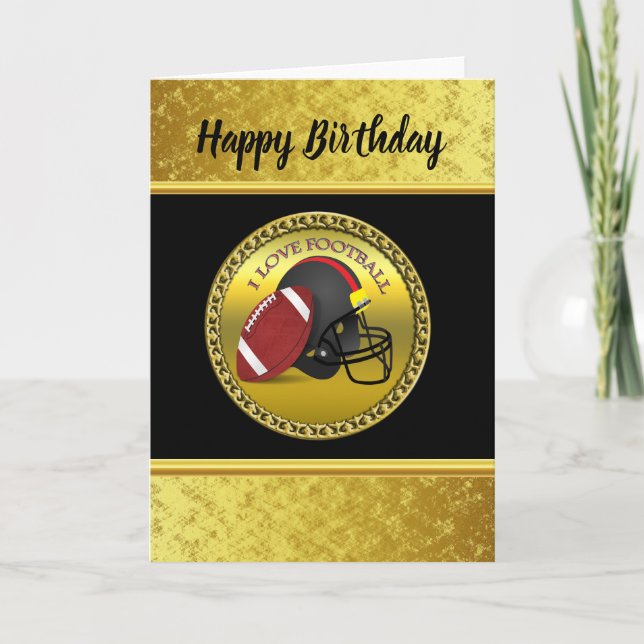 Ich Liebe Fußball mit Fußball und Helm Karte (Vorderseite)