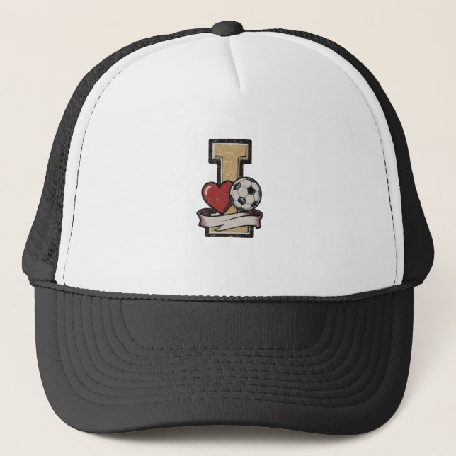 Ich liebe Fußball Vintage Trucker Mütze (Vorderseite)