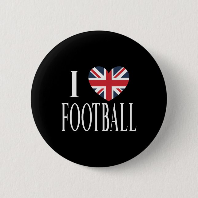 Ich liebe Fußbyll Großbritannien Flagge Herz Fußba Button (Vorderseite)