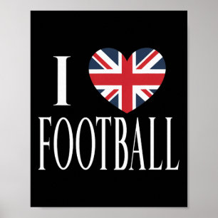 Ich liebe Fußll Großbritannien Flagge Herz Fußball Poster