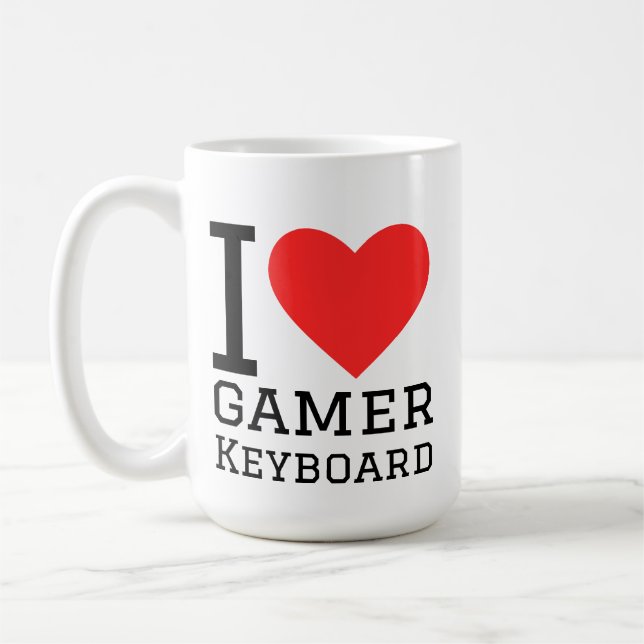 Ich liebe Gamer-Tastatur Kaffeetasse (Links)