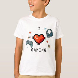Ich liebe Gaming Pixel Herz Kids Gamer T-Shirt