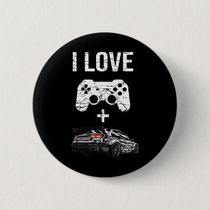 Ich liebe Gaming und Autos - Lustiger Gamer Button
