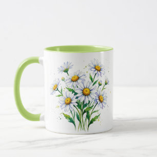 Ich liebe Gänseblümchen. Aquarell. Tasse