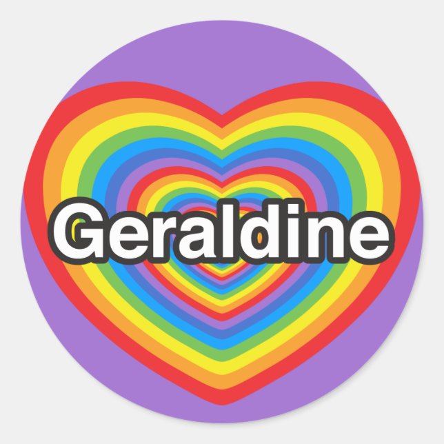 Ich Liebe Geraldine. Ich Liebe dir Geraldine. Herz Runder Aufkleber (Vorderseite)