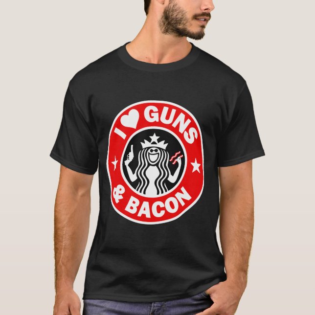 Ich Liebe Gewehre und Bacon T-Shirt (Vorderseite)