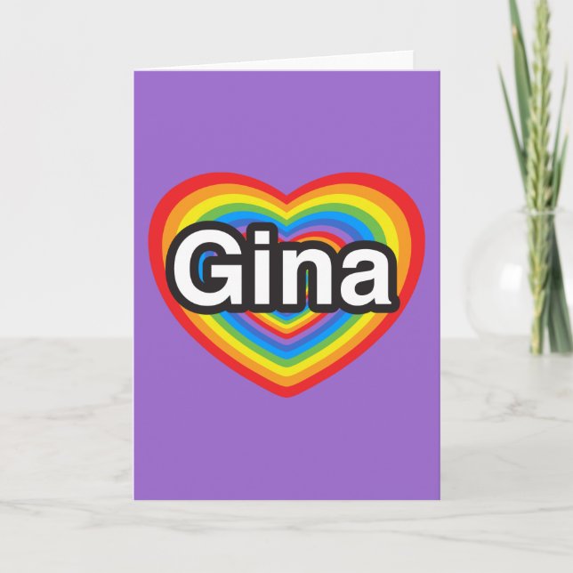 Ich Liebe Gina. Ich Liebe dir Gina. Herz Karte (Vorderseite)