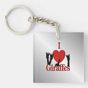 Ich liebe Giraffen Silber Schlüsselanhänger