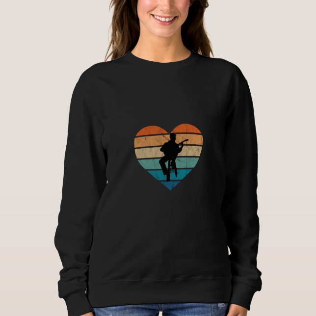 Ich Liebe Gitarrist mit akustischer Gitarre Sweatshirt (Vorderseite)