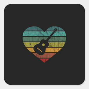Ich liebe Gitarristen mit Akustikgitarre Quadratischer Aufkleber