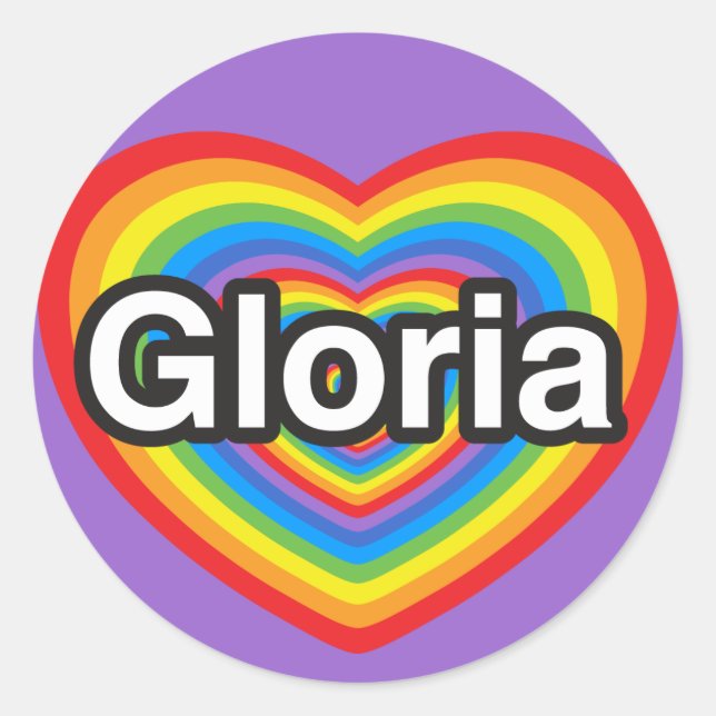 Ich Liebe Gloria. Ich Liebe dir Gloria. Herz Runder Aufkleber (Vorderseite)