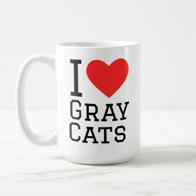 Ich liebe graue Katzen Kaffeetasse (Links)
