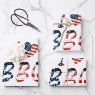 Ich Liebe GRILLEN, amerikanisches Patriotismus Geschenkpapier Set