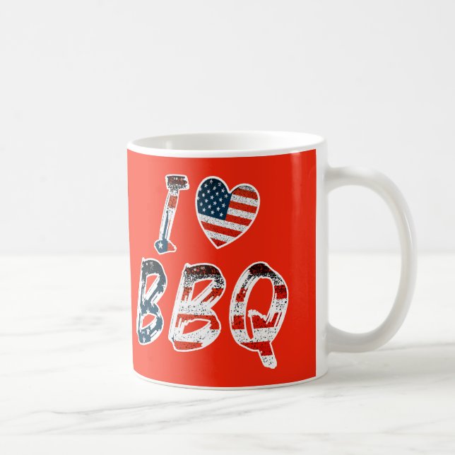 Ich Liebe GRILLEN, amerikanisches Patriotismus Kaffeetasse (Rechts)