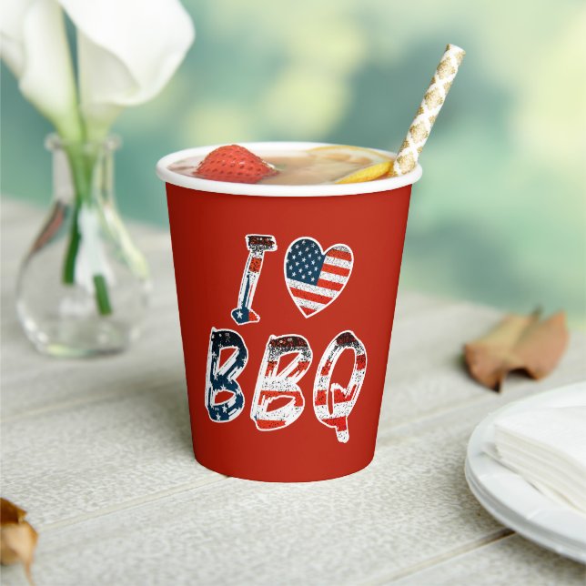 Ich Liebe GRILLEN, amerikanisches Patriotismus Pappbecher (In Situ)
