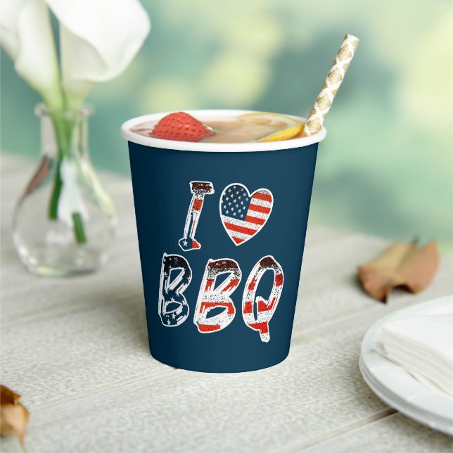Ich Liebe GRILLEN, amerikanisches Patriotismus Pappbecher (In Situ)