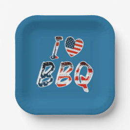 Ich Liebe Grillen, amerikanisches Patriotismus Pappteller