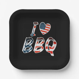 Ich Liebe Grillen, amerikanisches Patriotismus Pappteller