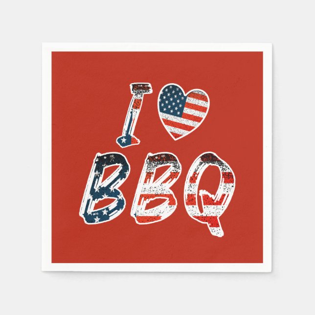 Ich Liebe Grillen, amerikanisches Patriotismus Serviette (Vorderseite)