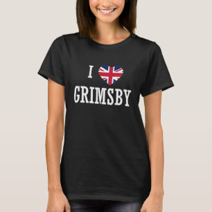 Ich liebe Grimsby England Union Jack Flagge Herz E T-Shirt