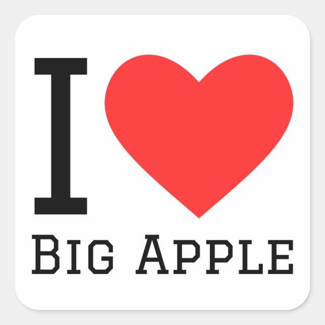 Ich Liebe großen Apfel Quadratischer Aufkleber (Vorderseite)
