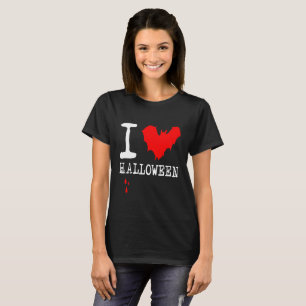 Ich liebe Halloween rote Fledermaus schwarz T-Shirt