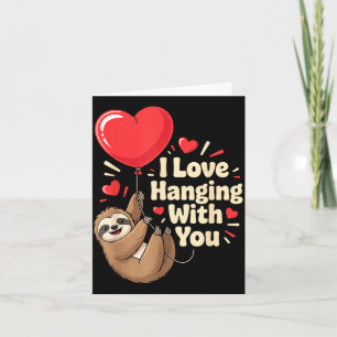 Ich liebe hängendes Faultier-Herz Valentinstag Karte