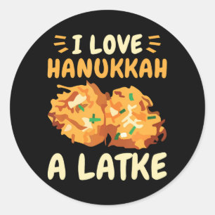 Ich Liebe Hanukkah ein Latke Funny Latkes glücklic Runder Aufkleber
