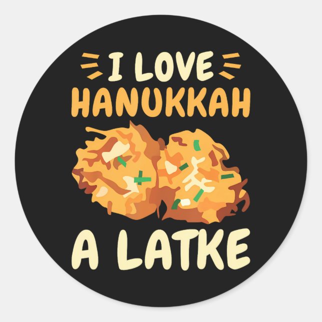 Ich Liebe Hanukkah ein Latke Funny Latkes glücklic Runder Aufkleber (Vorderseite)