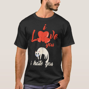 Ich liebe hasse dich Katzenherz Valentinstag T-Shirt