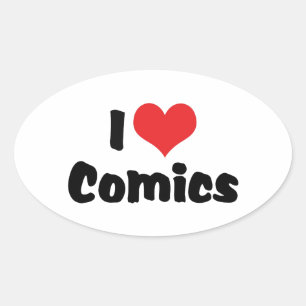Ich liebe Heart Comics - Comicbuchliebhaber Ovaler Aufkleber
