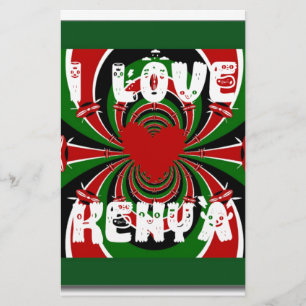 Ich liebe Heart Kenya: Dynamische Flaggen-Kunst Briefpapier