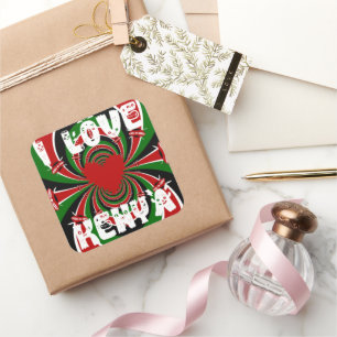 Ich liebe Heart Kenya: Dynamische Flaggen-Kunst Quadratischer Aufkleber